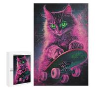 Neon Skateboarding Cat Art Print-8 Puzzle 1000 Pièces Educa Jouet en Bois Cadeau Unique Décoration Intérieure Jeu Éducatif Challenge Toy Adultes Et Enfants À Partir De 14 Ans 1000 PCS