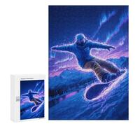 Neon Snowboarder Aurora Night -1 Puzzle 300 Pièces Educa Jouet en Bois Cadeau Unique Décoration Intérieure Jeu Éducatif Challenge Toy Adultes Et Enfants À Partir De 14 Ans 300 PCS