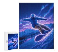 Neon Snowboarder Aurora Night -1 Puzzle 500 Pièces Educa Jouet en Bois Cadeau Unique Décoration Intérieure Jeu Éducatif Challenge Toy Adultes Et Enfants À Partir De 14 Ans 500 PCS