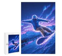 Neon Snowboarder Aurora Night Puzzle 1000 Pièces Educa Jouet en Bois Cadeau Unique Décoration Intérieure Jeu Éducatif Challenge Toy Adultes Et Enfants À Partir De 14 Ans 1000 PCS