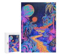 Neon Tropical Night Scene Puzzle 1000 Pièces Educa Jouet en Bois Cadeau Unique Décoration Intérieure Jeu Éducatif Challenge Toy Adultes Et Enfants À Partir De 14 Ans 300 PCS