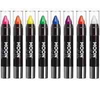 Neon Uv Bâton De Peinture Pour Le Visage/Crayon De Maquillage Pour Le Visage Et Le Corps ¿ Brille Brillamment Sous Un Éclairage Uv, 8 Pièces (Lot De 1)