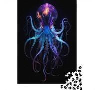 Neon Vampire Squid Puzzle Adulte 1000 Pièces, 52x38cm/1000pcs; Pièces en Carton Blanc Peu Poussiéreuses; Pause Calme Pendant Le W nd