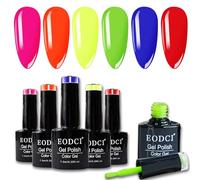 Néon Vernis Semi Permanent, 6 Couleurs Vert Orange Bleu Rose Lot Vernis Gel Manucure Soak Off UV/LED Semi-permanent Manucure Kit Salon De Manucure DIY Pour Femmes, Longue Durée