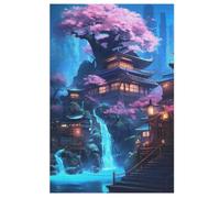 Neon WaterAutomne Temple Puzzles Adulte 1000 Pieces Cadeau Famille Puzzle Classique 3D EnfFourmisJouet en Bois Cadeau Unique 78×53cm