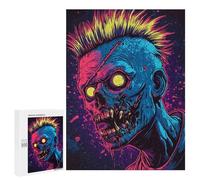 Neon Zombie Head Art Print Puzzle 1000 Pièces Educa Jouet en Bois Cadeau Unique Décoration Intérieure Jeu Éducatif Challenge Toy Adultes Et Enfants À Partir De 14 Ans 500 PCS