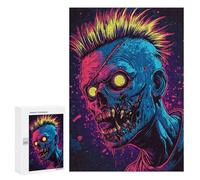 Neon Zombie Head Art Print Puzzle 1000 Pièces Educa Jouet en Bois Cadeau Unique Décoration Intérieure Jeu Éducatif Challenge Toy Adultes Et Enfants À Partir De 14 Ans 300 PCS