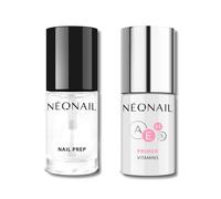 NÉONAIL Set Préparation Ongles - Nail Prep Dégraissant 7,2 ml & Primer Vitamins Enrichi en Vitamines 7,2 ml - Pour une Adhérence Optimale et Ongles Renforcés