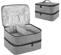 Neonail Trousse de Rangement pour Vernis à Ongles, Double Couche, pour 30 Bouteilles de Base (15 ML-0,5 FL.Oz) et 1 Lampe à Ongles (Gris)