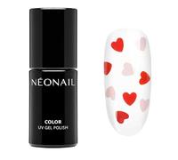 NÉONAIL Vernis Semi Permanent Couleur 7,2 ml - Vernis Gel UV Semi Permanent - Transparent avec des Coeurs Roses-Rouges - Never-Ending Love - Vernis à Ongles - Gel Polish - Gel UV Couleur - Nail Art