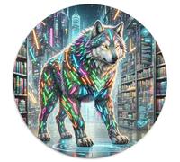 NeonBattleLoup 1000 Pièces Casse-tête Fantastique Magique Puzzle Circulaire pour Adultes Et Enfants Classiques Jeux De Défi Uniques Qualité Supérieure 1000pcs (67.5x67.5cm)