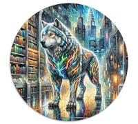 NeonBattleLoup 1000 Pièces Casse-tête Fantastique Magique Puzzle Rond pour Adultes Et Enfants Classiques l'art De La Décoration Moderne Qualité Supérieure 1000pcs (67.5x67.5cm)