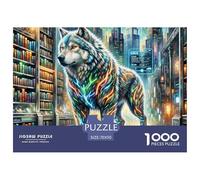 NeonBattleLoup 1000 Pièces Jigsaw Puzzle Fantastique Magique pour Adultes Artistique Jeu Éduchatif Qualité Supérieure Jouets 70x50cm/1000pcs