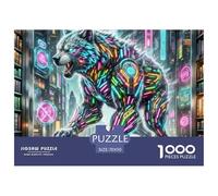 NeonBattleLoup 1000 Pièces Jigsaw Puzzle Fantastique Magique pour Adultes Classiques Cadeaux Défi Activité Créative 70x50cm/1000pcs