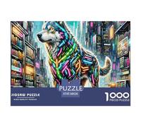 NeonBattleLoup 1000 Pièces Jigsaw Puzzle Fantastique Magique pour Adultes Classiques Cadeaux Défi Jouets 38x26cm/1000pcs