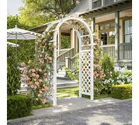 NEONMAN Arche de Jardin en Bois Massif pour Plantes ou Fleurs Grimpantes, Arche en Treillis à Rosiers pour Décoration Extérieure de Fête Mariage(Blanc,140x44x228cm)