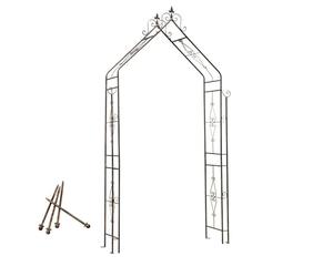 NEONMAN Arche de Jardin en Fer Forgé - Arche Jardin Vintage avec Treillis, Arche Rosier Résistant À La Rouille pour Plantes Grimpantes, Jardin Et Mariage(Marron,Insert Into The Soil)