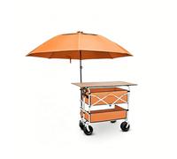 NEONMAN Chariot de Vente Commercial avec Roues et auvent, Stand Pliable de marché extérieur, présentoir Alimentaire Robuste pour marchés et boutiques éphémères(Orange,46.5"/118cm)
