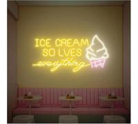 Néons D'Ambiance Apaisante Lampe Enseignes Au Néon Ice Cream Solve Everything Alimentées Par, Luminosité Réglable(A,80cm)