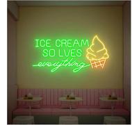 Néons D'Ambiance Apaisante Lampe Enseignes Au Néon Ice Cream Solve Everything Alimentées Par, Luminosité Réglable(C,80cm)