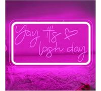 Néons Néon signe Lampe "Yay It's Lash Day" Avec Variateur, Pour Salons De Beauté, Maquillage 39x22cm