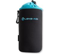 Neoprene Camera Lens Bag with Fleece Lining: Case, Lens Protector Pocket with Lanyard, black / blue, large /