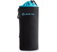 Neoprene Camera Lens Bag with Fleece Lining: Case, Lens Protector Pocket with Lanyard, Black / Blue, x-large /
