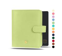 NEORAH Pochette A6 avec bouton pression + journal à pois | Pochette en cuir synthétique + boucle pour stylo | 2 compartiments avant et 1 arrière | 4 emplacements pour cartes | 2 marque-pages | Boîte