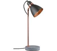 Neordic Lampe à poser Orm E27 max. 20W Gris#Cuivre Dépoli Métal#Béton Gris#Cuivre Dépoli G
