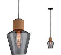 Neordic Luminaire en suspension Edla E27 max. 20W Verre fumé#Liège#Noir gradable Verre#Liège#Métal Verre fumé#Liège#Noir