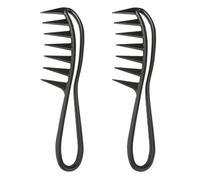 Neoreser 2 pièces Peigne à Dents Larges, Peigne de Requin, pour Cheveux Bouclés, Résistant À La Chaleur À Coiffure Professionnel, Brosse Homme, Femme Ou Enfant(Noir)