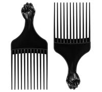 Neoreser 2 pièces Peigne afro,Ggrand avec Poignée, pour Cheveux Bouclés, Ondulés et Frisés pour Hommes et Femmes(Noir)