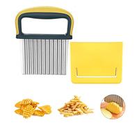 Neoreser Coupe Pomme de Terre, Couteau Ondulé à Frites en Acier Inoxydable, Coupe Patate, Coupe-légumes, Couteau Dentelé pour légumes, Fruits, Salade, Couteau Ondulé, Jaune