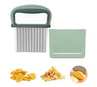 Neoreser Coupe Pomme de Terre et Légumes - Couteau Ondulé à Frites en Acier Inoxydable - Pour Fruits, Salade - Vert
