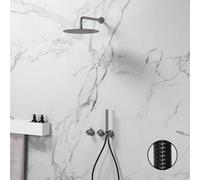 neoro Ensemble de douche en acier inoxydable avec mitigeur thermostatique, set de douche de tête Ø 300 mm et set de douchette stick, BN0753FBG#Set1,