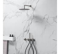 neoro Ensemble de douche en acier inoxydable avec mitigeur thermostatique, set de douche de tête Ø 300 mm, set de douchette stick & Kneipp, BN0753FBG#Set4,