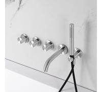 neoro FC Robinetterie de baignoire en acier inoxydable avec mitigeur thermostatique, 2 sorties, BN0543NBS#SET7,