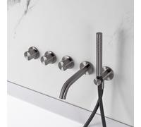 neoro FC Robinetterie de baignoire en acier inoxydable avec mitigeur thermostatique, 2 sorties, BN0543SBG#SET7,