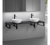 neoro n50 2 vasques à poser Ø 40 H : 14 cm, avec plan de toilette sans découpe l : 160,5 H : 1 P : 51,5 cm, 2#BN0064WM+BN0405BM+BN0505BM+2#BN000005+BN000002,