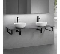 neoro n50 2 vasques à poser Ø 45 H : 14 cm, avec plan de toilette sans découpe l : 160,5 H : 1 P : 51,5 cm, 2#BN0106WM+BN0405GR+BN0505BM+2#BN000005+BN000002,