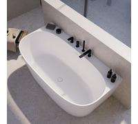 neoro n50 Baignoire semi-îlot L: 160 l: 84,5 H: 55 cm, surface facile à entretenir, BN0514WM,