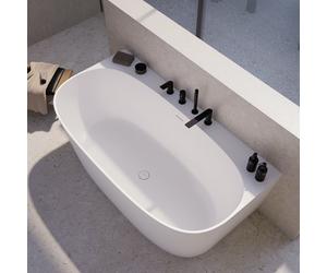 neoro n50 Baignoire semi-îlot L: 160 l: 84,5 H: 55 cm, surface facile à entretenir, BN0514WM,