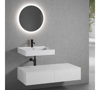 neoro n50 Ensemble de meubles l : 120 cm, 2 tiroirs, lavabo blanc mat avec 1 trou percé, avec miroir n30,, BN0137WM+2#BN0411WM+BN0404WM+BN0009MI,