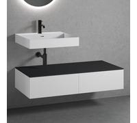 neoro n50 Ensemble de meubles l : 120 cm, 2 tiroirs, lavabo blanc mat avec 1 trou percé, BN0137WM+2#BN0411WM+BN0404BM,