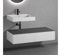 neoro n50 Ensemble de meubles l : 120 cm, 2 tiroirs, lavabo blanc mat avec 1 trou percé, BN0137WM+2#BN0411WM+BN0404GR,