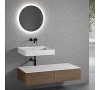 neoro n50 Ensemble de meubles l : 120 cm, 2 tiroirs, lavabo blanc mat sans trou percé, avec miroir n30, BN0133WM+2#BN0411WL+BN0404WH+BN0009MI,