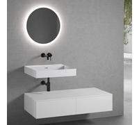 neoro n50 Ensemble de meubles l : 120 cm, 2 tiroirs, lavabo blanc mat sans trou percé, avec miroir n30, BN0133WM+2#BN0411WM+BN0404WH+BN0009MI,