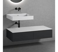 neoro n50 Ensemble de meubles l : 120 cm, 2 tiroirs, lavabo blanc mat sans trou percé,, BN0133WM+2#BN0411BM+BN0404WH,