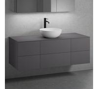 neoro n50 Ensemble de meubles l : 140 cm, 6 tiroirs, lavabo Ø 40 cm blanc mat,, BN0064WM+BN0421GR+2#BN0420GR+BN0408GR,