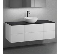 neoro n50 Ensemble de meubles l : 140 cm, 6 tiroirs, lavabo Ø 45 cm blanc mat,, BN0106WM+BN0421WM+2#BN0420WM+BN0408BM,